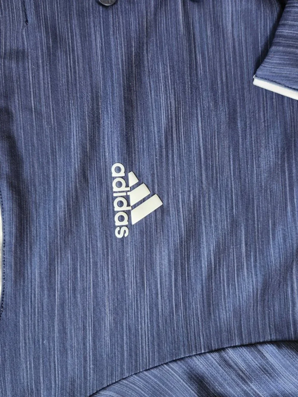Adidas Golf Mens L Golf Shirt Polo Short Sleeve Navy Blue & Gray